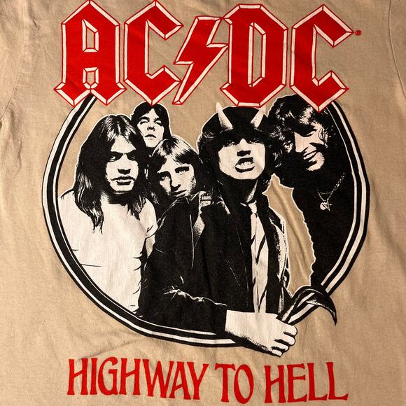 AC/DC Highway to Hell Concert T-Shirt - Small Classic Rock & Roll tan - Picture 7 of 9